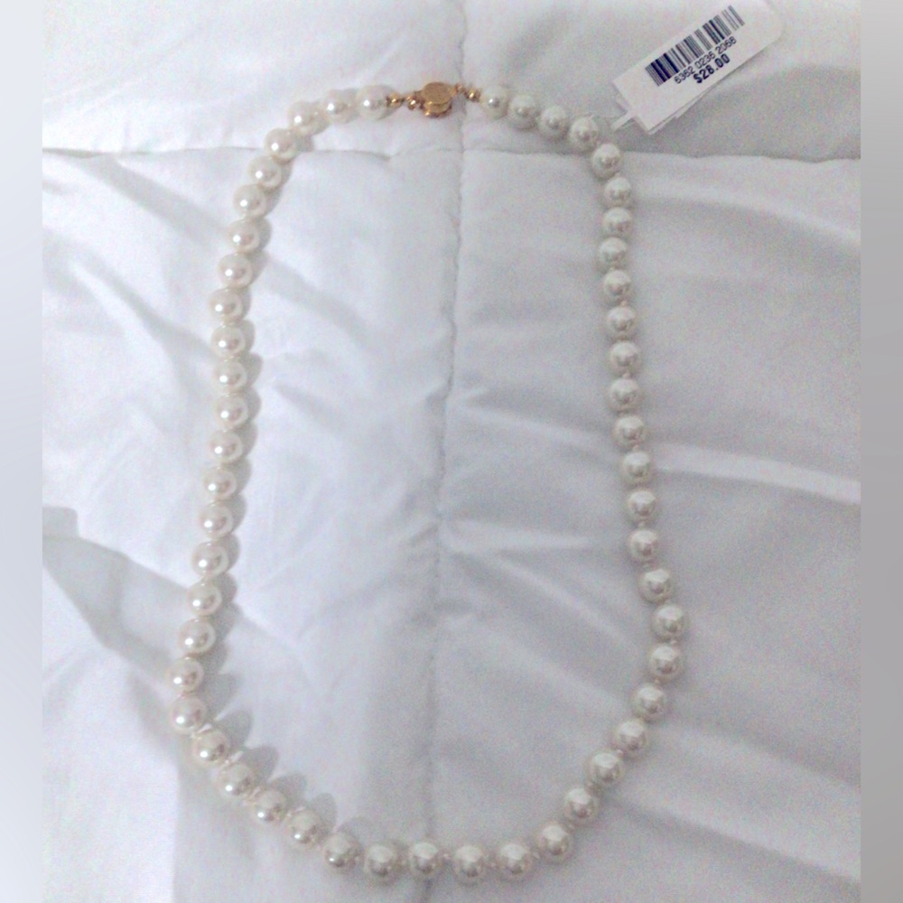 Charter Club 18” Faux Pearl Necklace~ Gold Clasp~ NWT